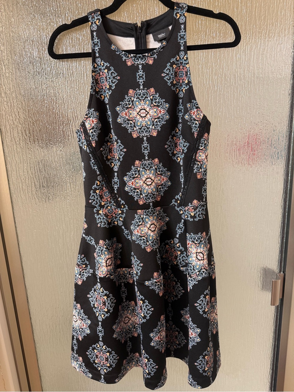 Mossimo Sleeveless Black Floral Medallion Fit-and-Flare Dress